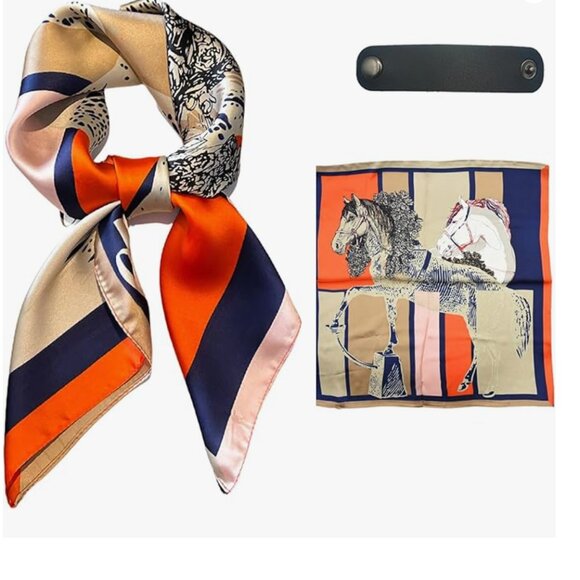 Satin Cowboy Horse Square Scarf - Picture 3 of 4